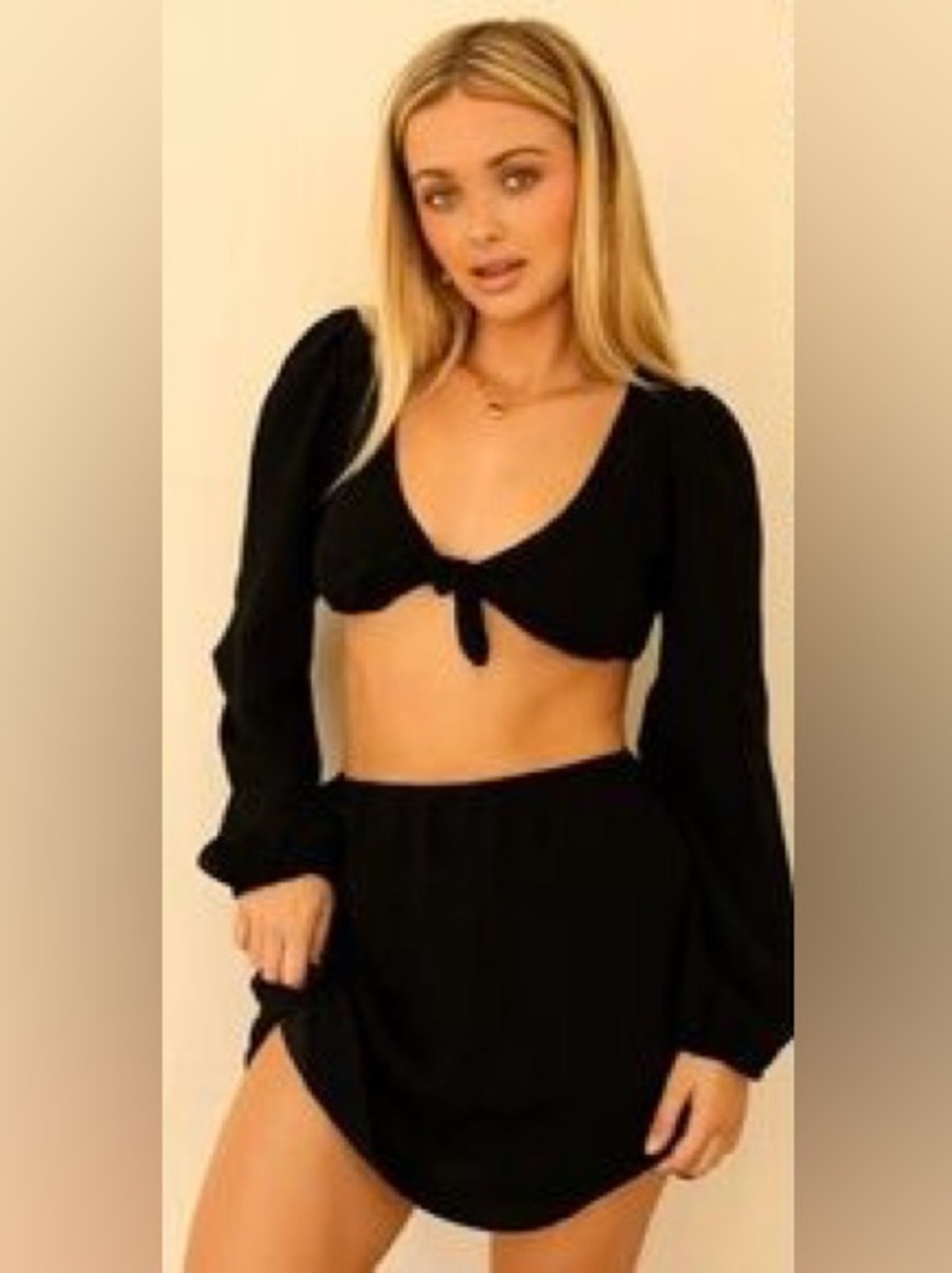 Dippin' Daisy's Black Long-Sleeve Tie-Front Swim Coverup